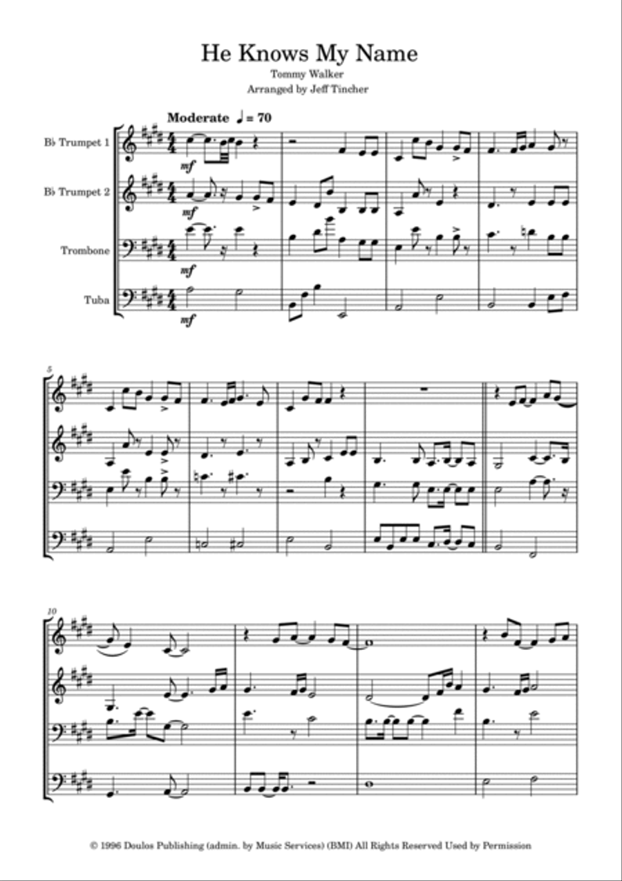 He Knows My Name Brass Ensemble scores gallery preview page 2