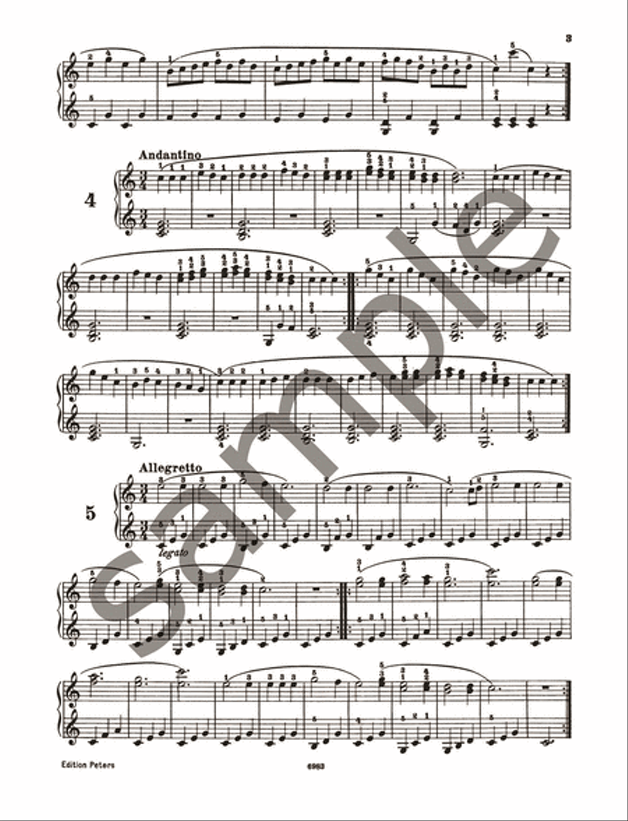 100 Easy Studies Op. 139 for Piano Piano Method scores gallery preview page 3
