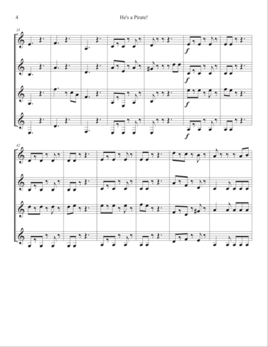 He's A Pirate He's A Pirate Woodwind Quartet scores gallery preview page 4