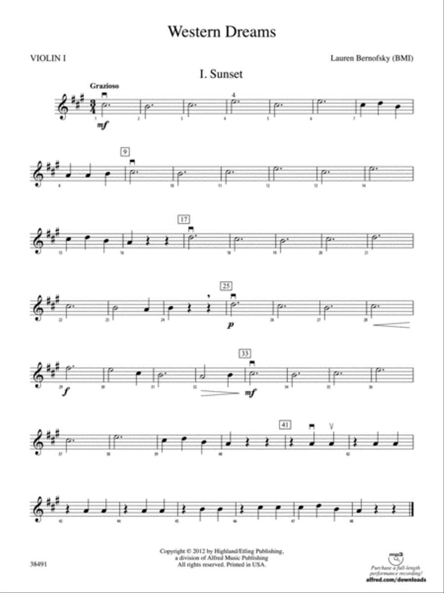 Western Dreams: 1st Violin String Orchestra scores gallery preview page 1
