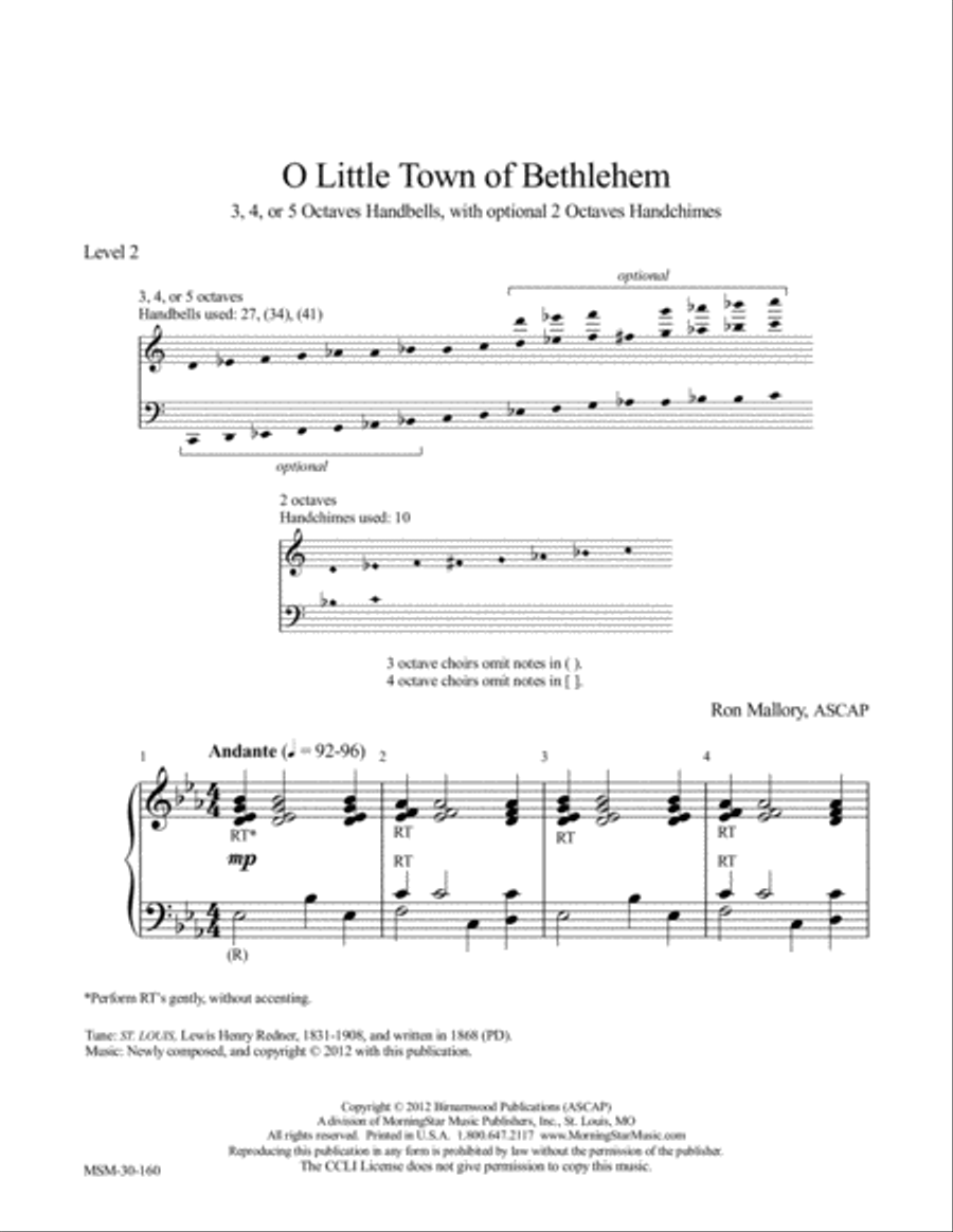 O Little Town of Bethlehem 5-Octaves scores gallery preview page 2