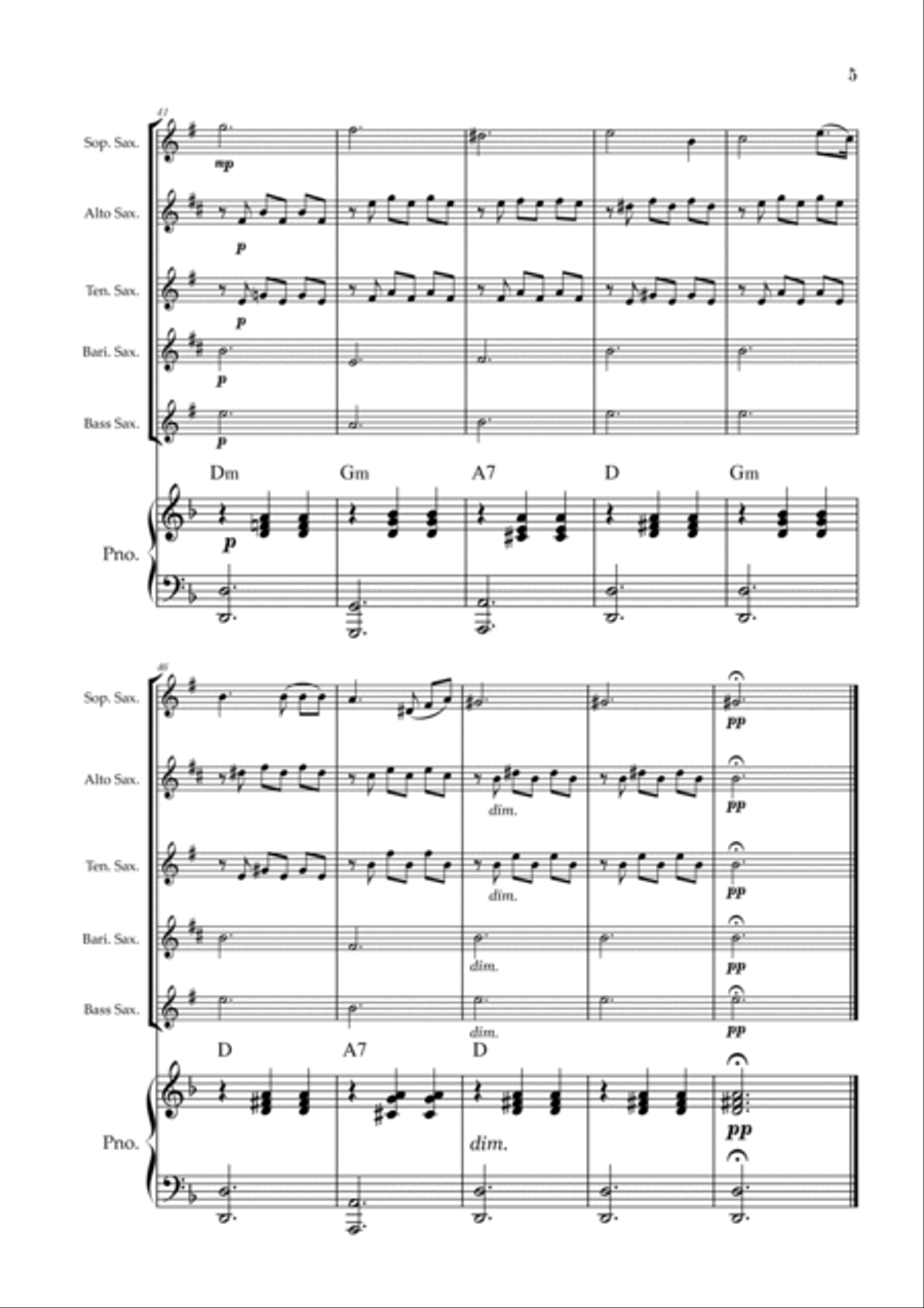 Serenade | Schubert | Saxophone Quintet | Piano | Chords Saxophone Quintet scores gallery preview page 5