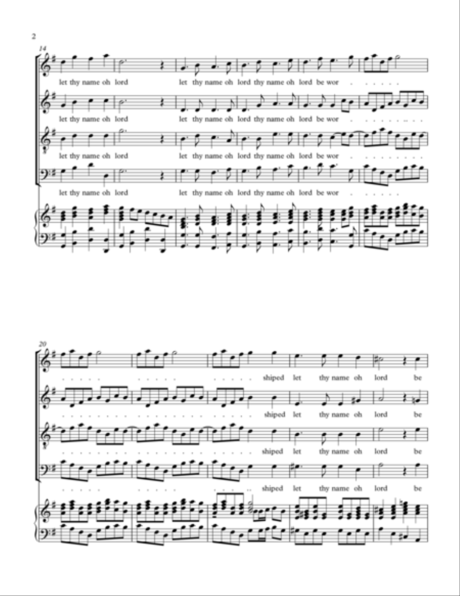 chorus:let thy name oh lord (endless praise) hedges noway out 4-Part scores gallery preview page 2