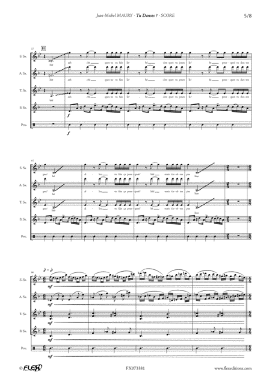 Tu Danses ? Tu Danses ? Tenor Saxophone scores gallery preview page 6