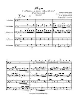 Allegro (from "Concerto for Four Claviers") (G min) (Bassoon Quintet)