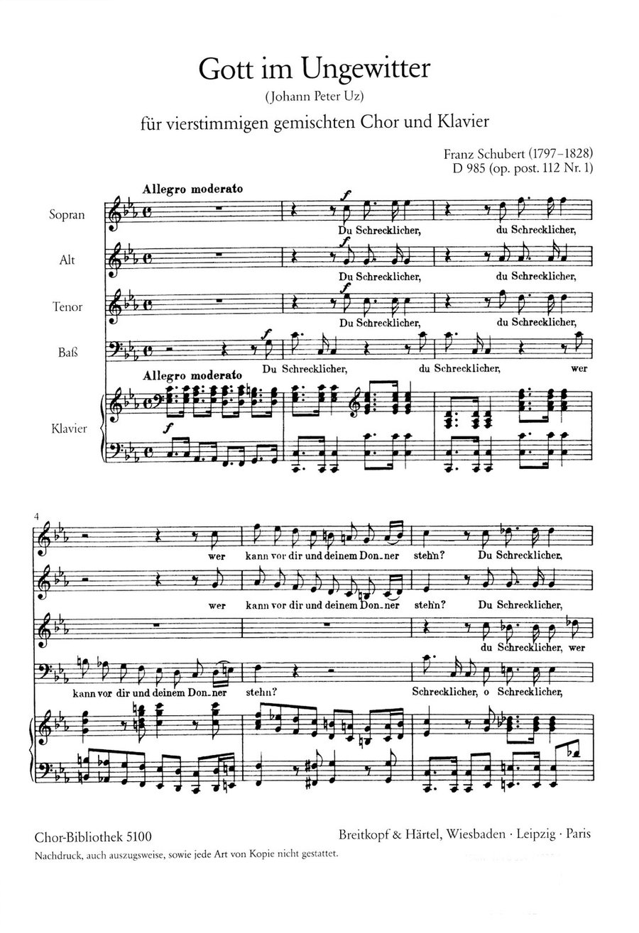 Gott im Ungewitter D 985 [Op. post. 112/1] Choir scores gallery preview page 1