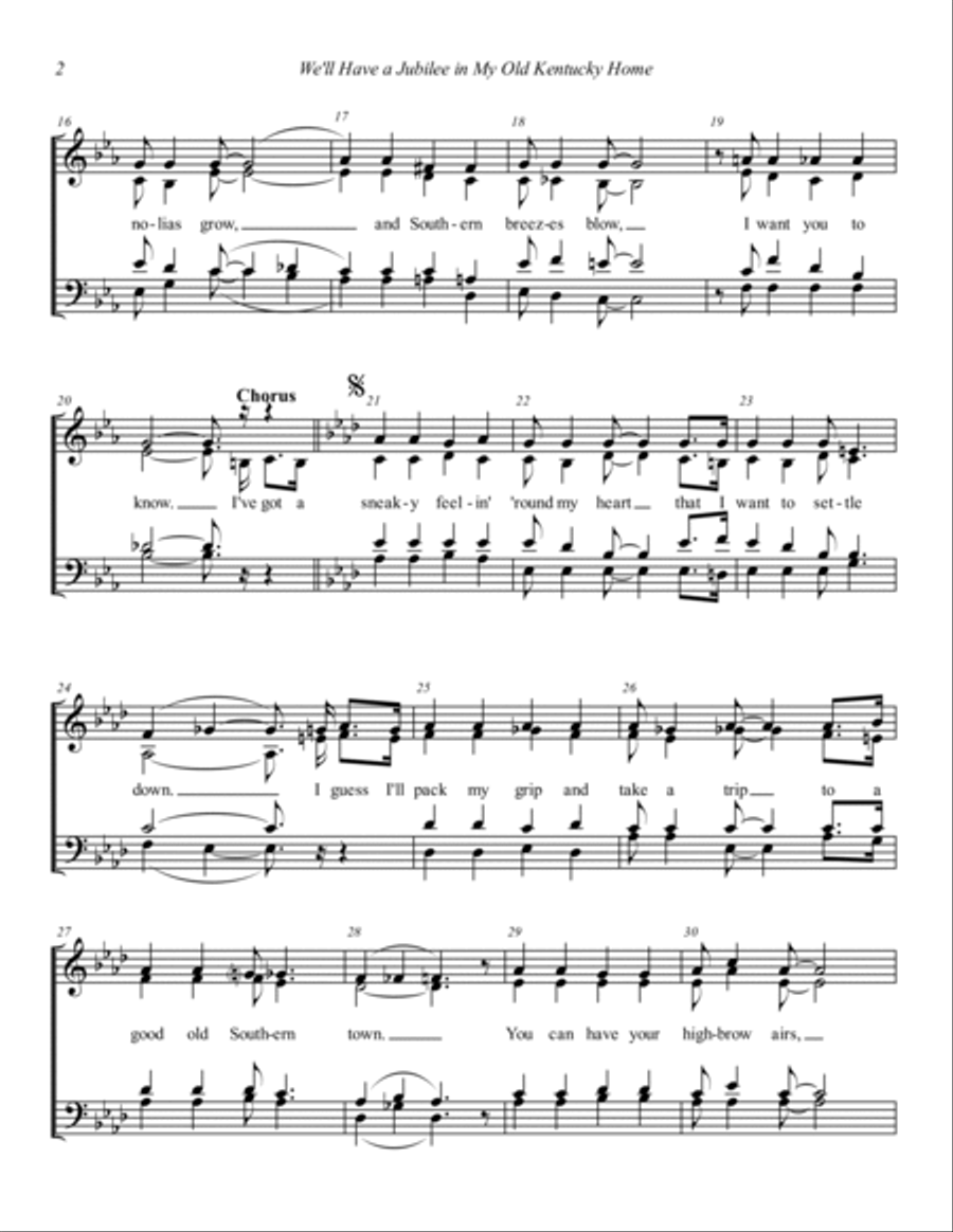 We'll Have a Jubilee In My Old Kentucky Home 4-Part scores gallery preview page 2