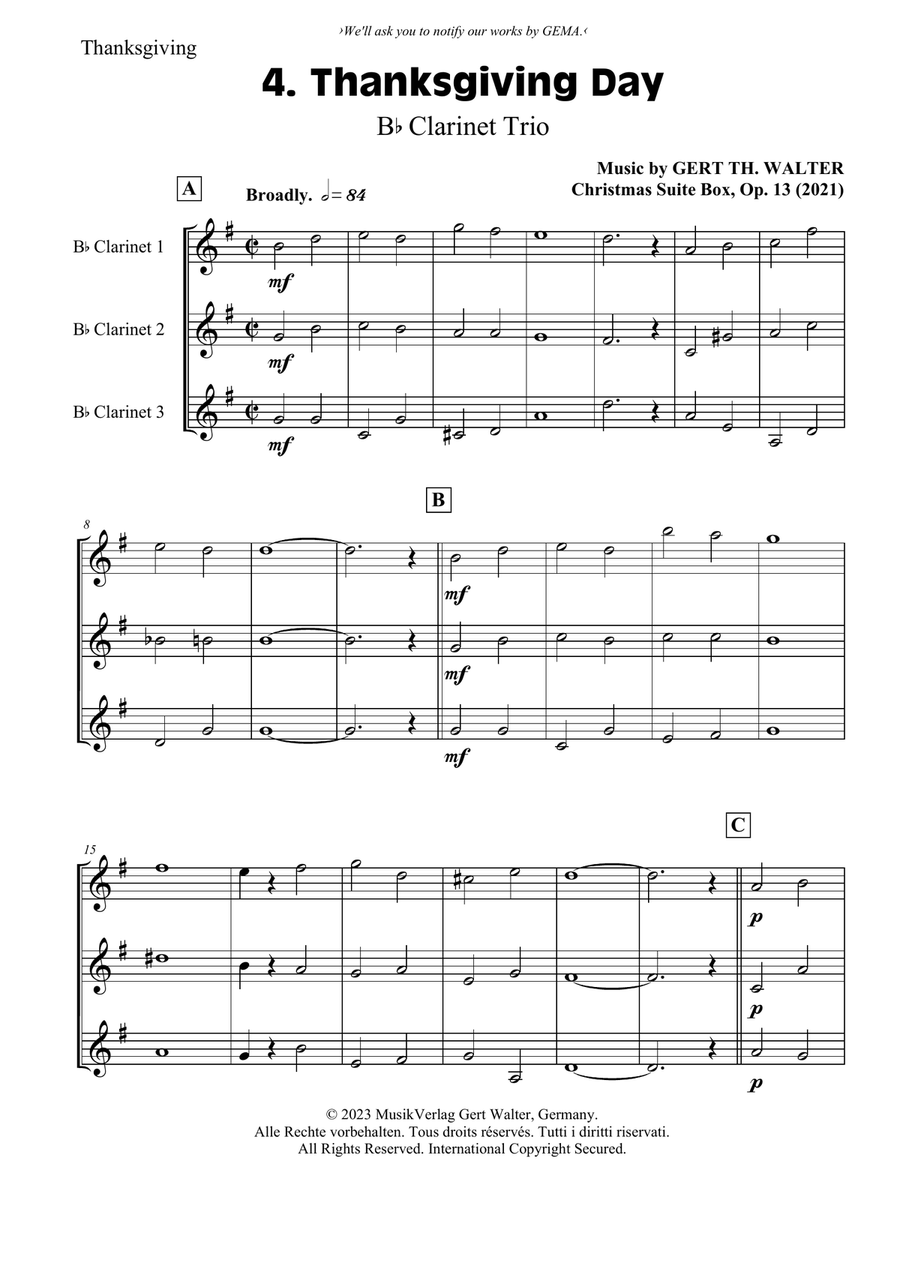 Thanksgiving Day Thanksgiving Day Clarinet Trio scores gallery preview page 1