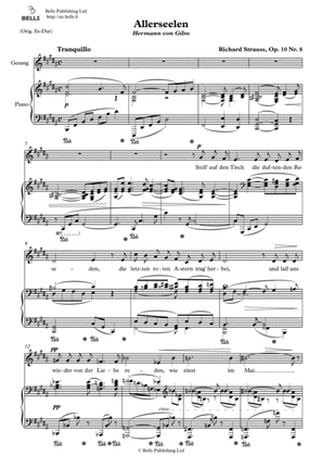 Book cover for Allerseelen, Op. 10 No. 8 (B Major)