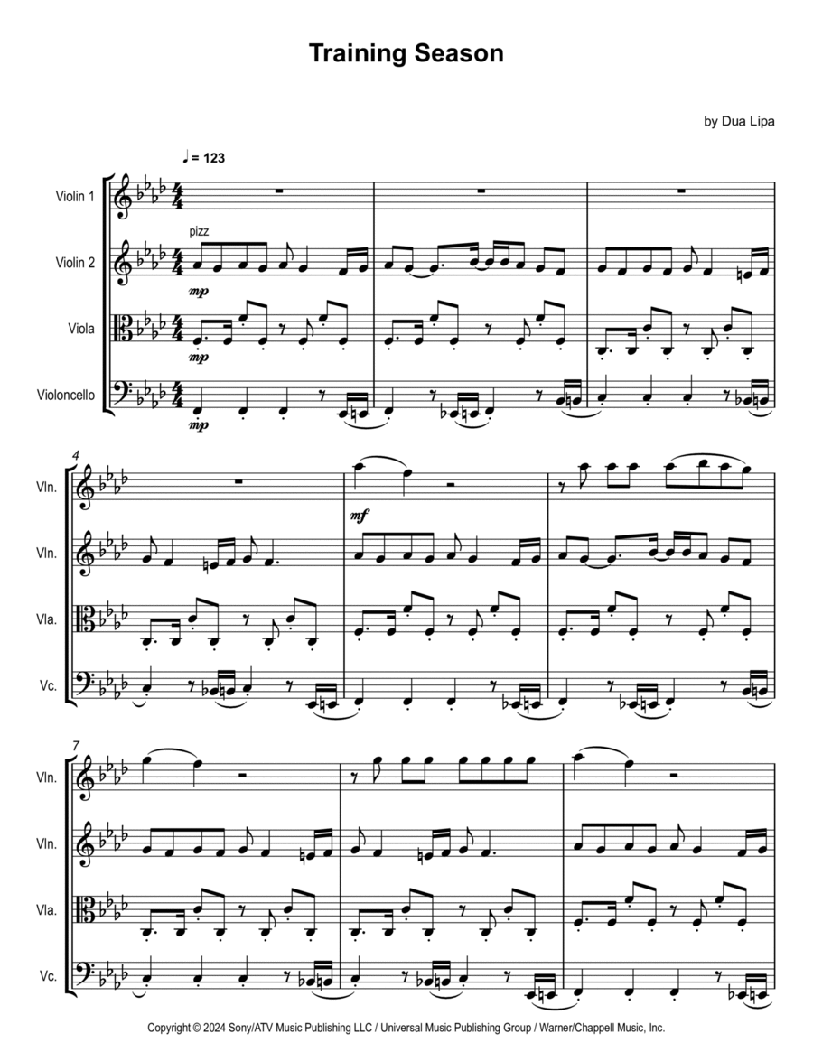 Training Season String Quartet scores gallery preview page 1