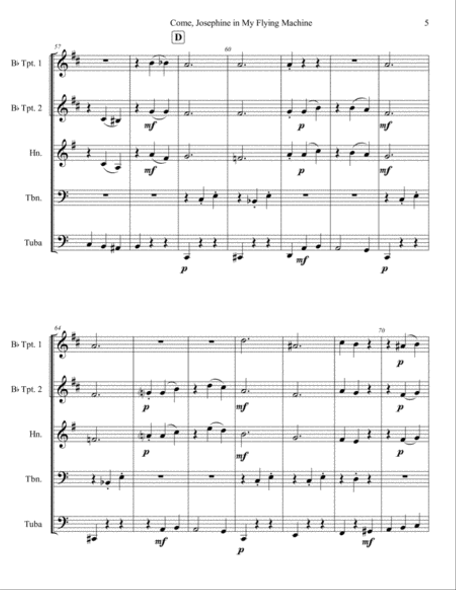 Come, Josephine in My Flying Machine Brass Ensemble scores gallery preview page 6