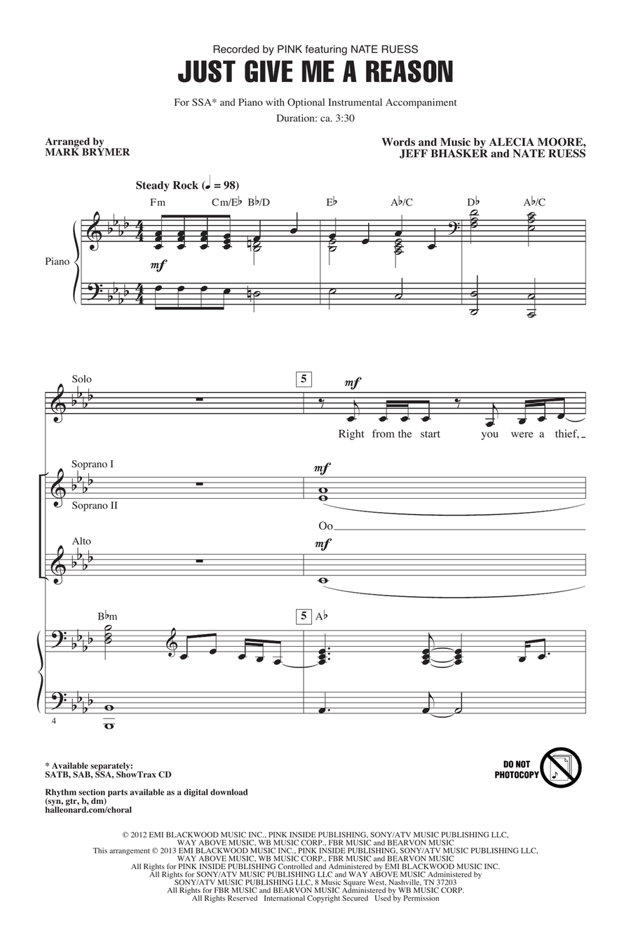 Just Give Me A Reason Just Give Me A Reason SSA scores gallery preview page 1
