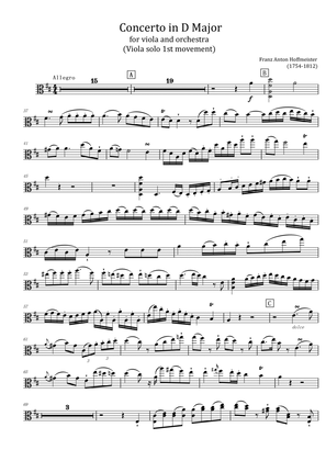 Franz Anton Hoffmeister - Viola Concerto in D major - For Viola solo mvt 1 - Original