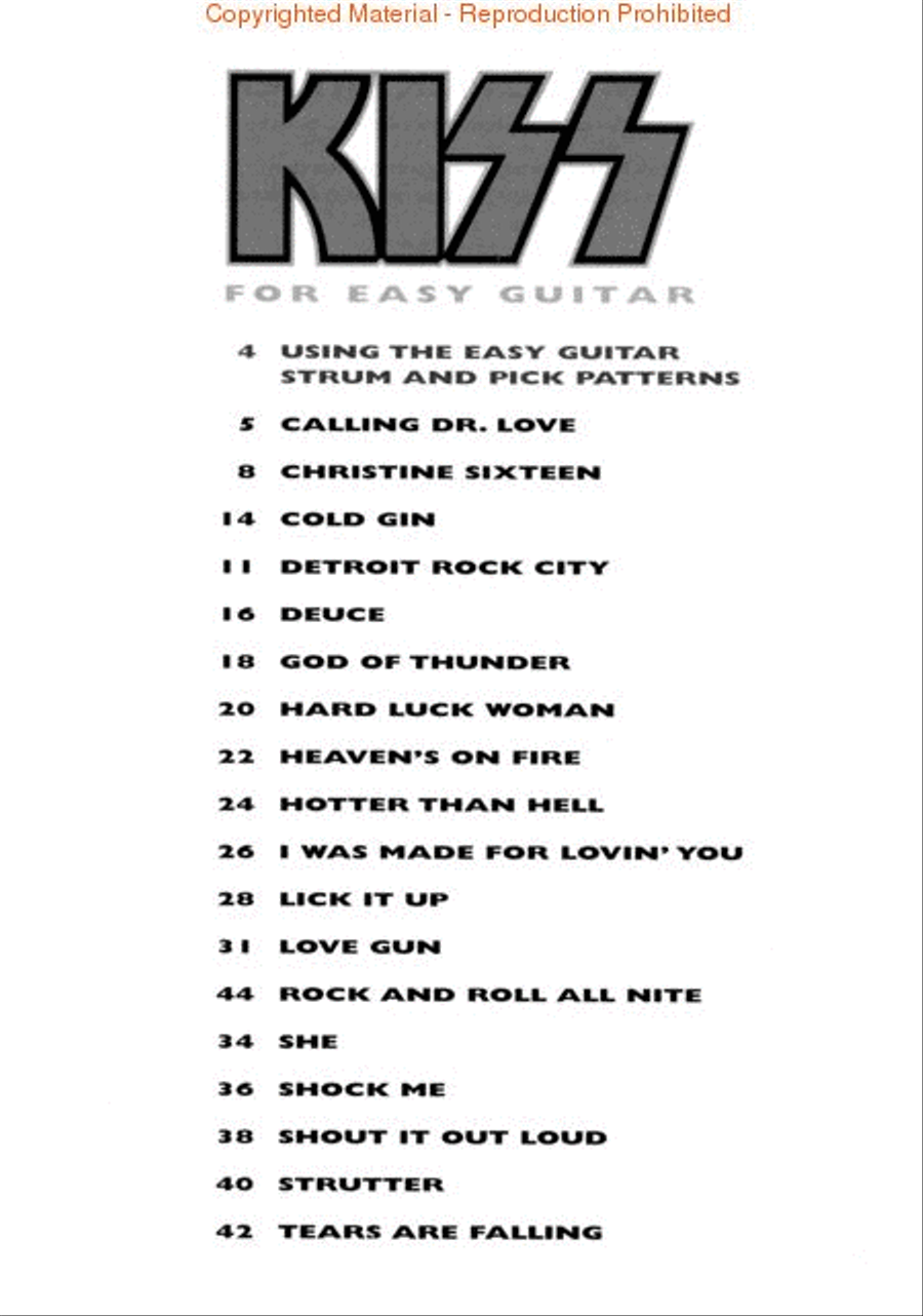 Kiss for Easy Guitar Guitar Tablature scores gallery preview page 2