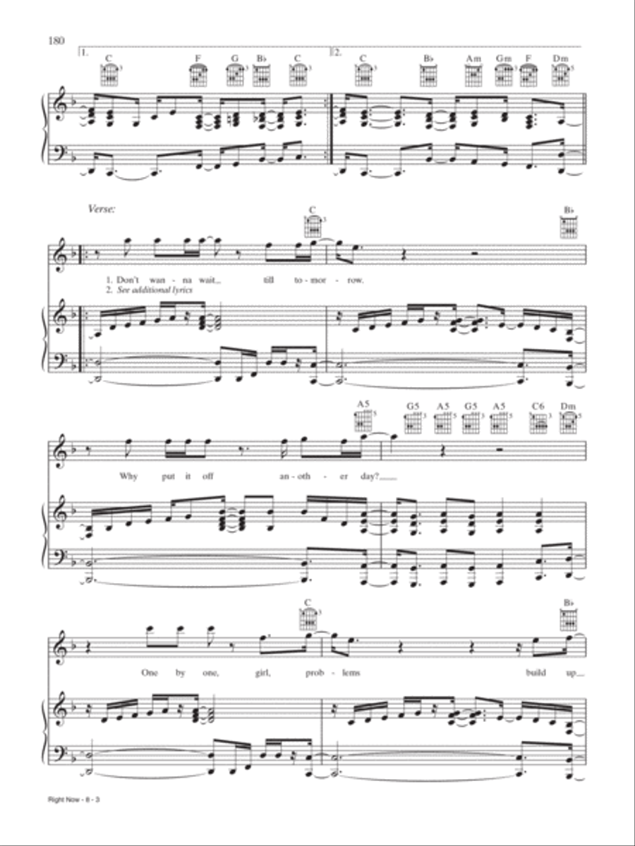 Right now Piano, Vocal, Guitar scores gallery preview page 3