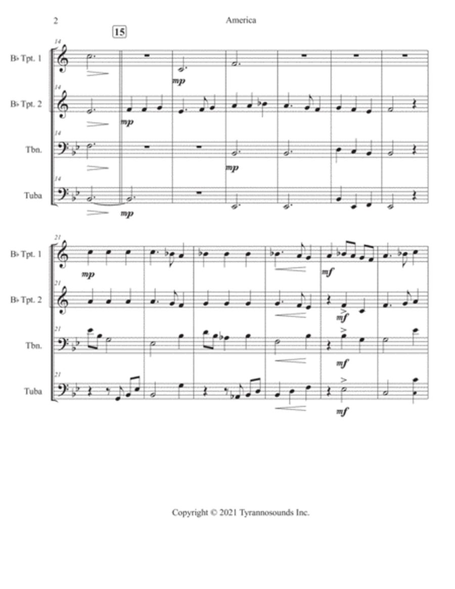 America (My Country Tis Of Thee) - Brass Quartet image number null