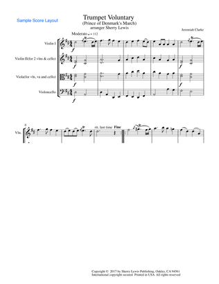 TRUMPET VOLUNTARY (The Prince of Denmark's March) Jeremiah Clarke String Trio, Intermediate Level f