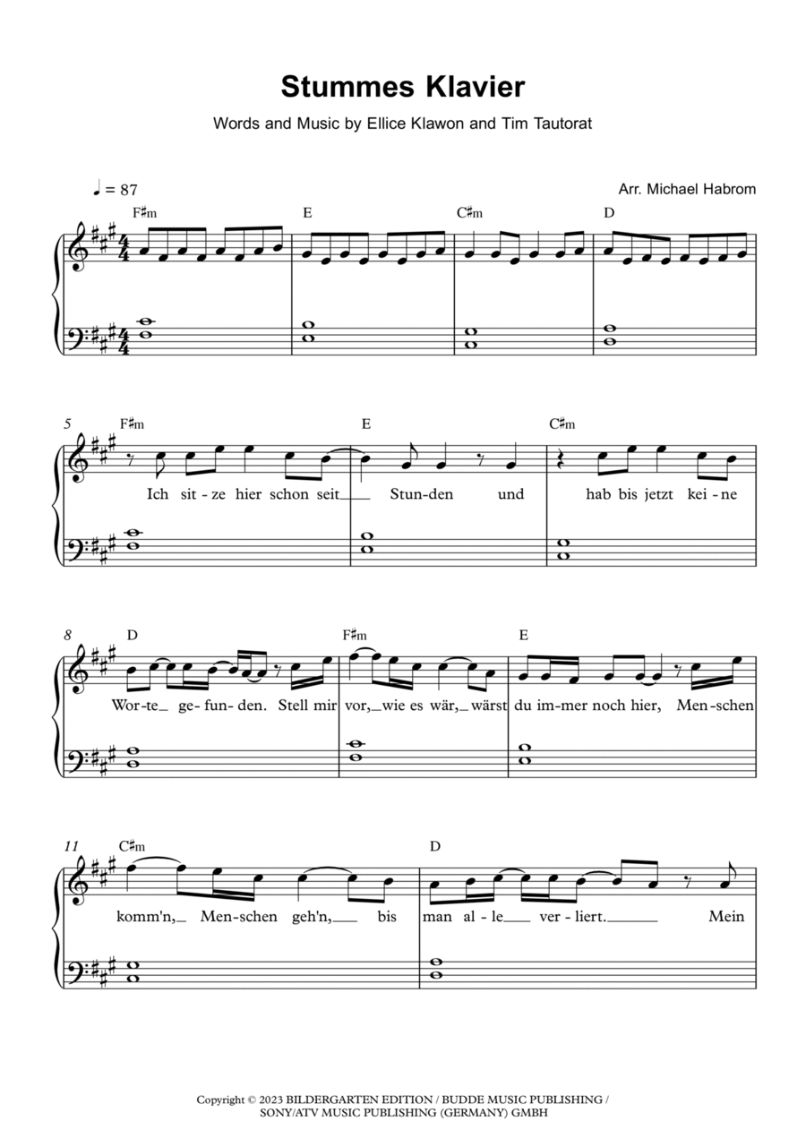 Stummes Klavier Easy Piano scores gallery preview page 1