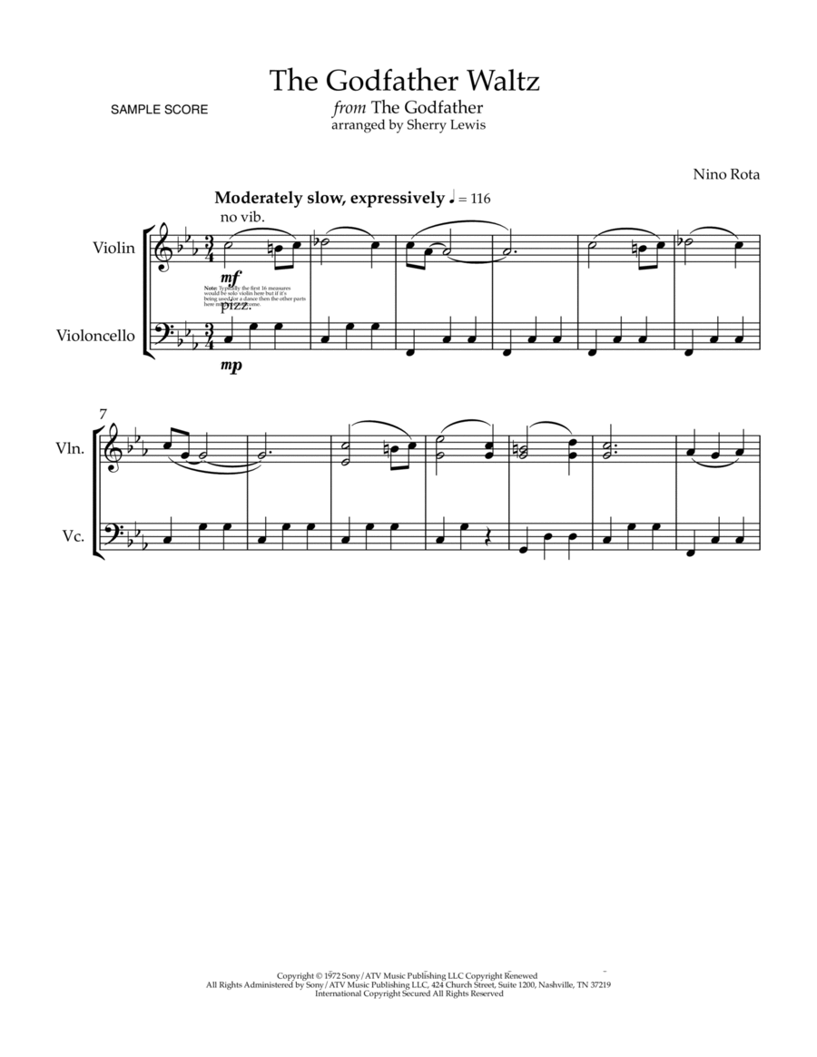 The Godfather Waltz String Duet scores gallery preview page 1