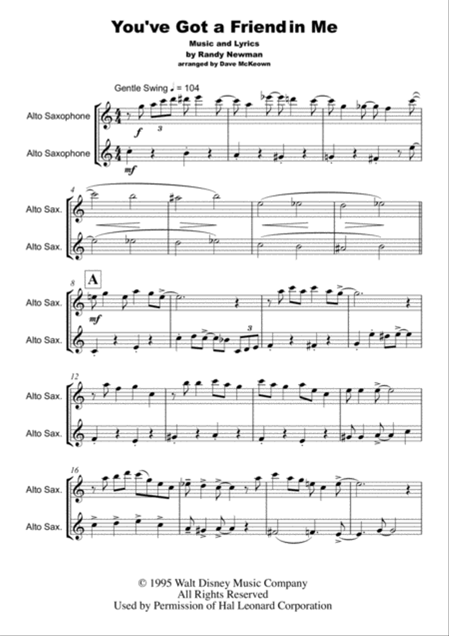 You've Got A Friend In Me Woodwind Duet scores gallery preview page 2