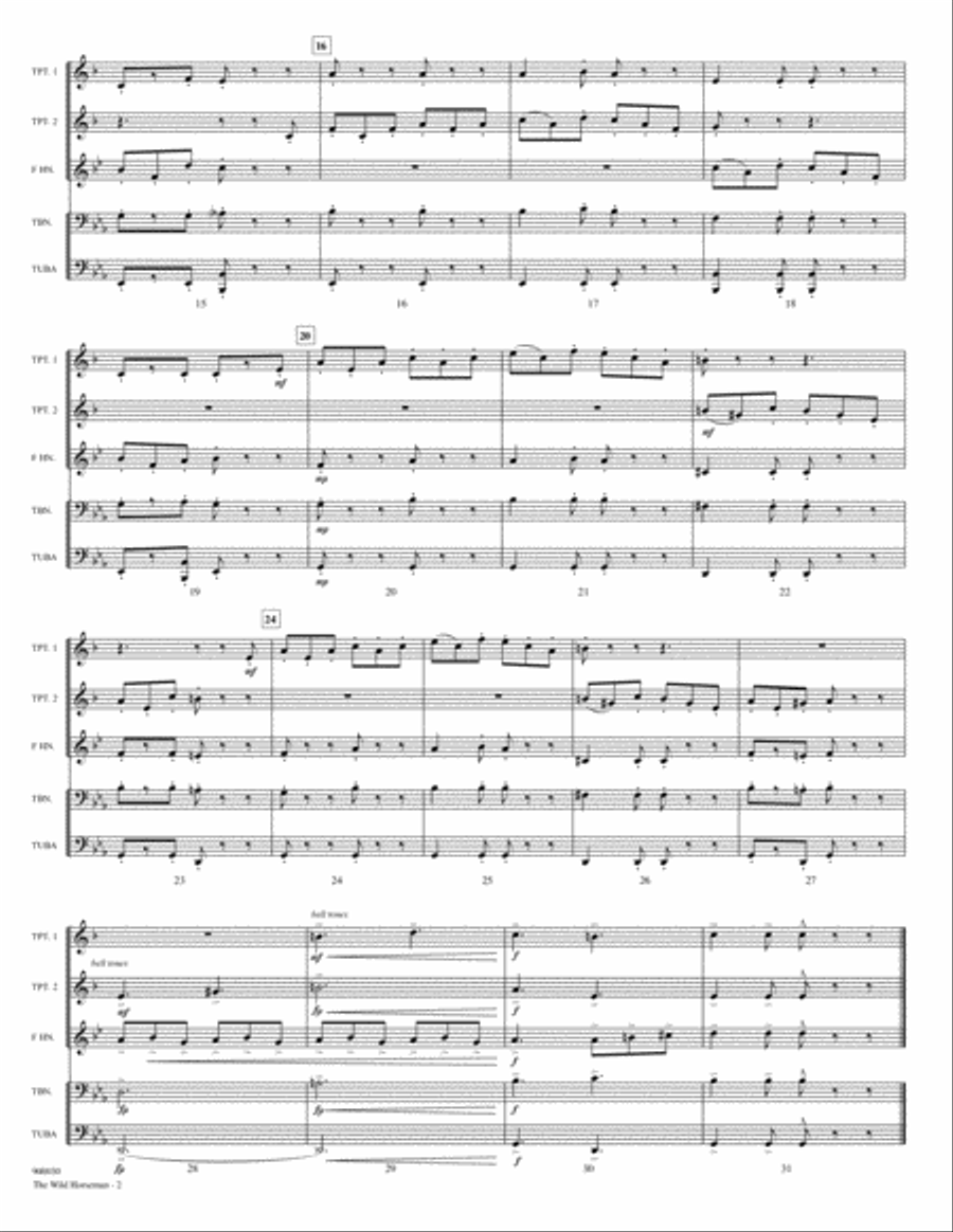 The Wild Horseman (for Flex Brass Quintet) Brass Quintet scores gallery preview page 2