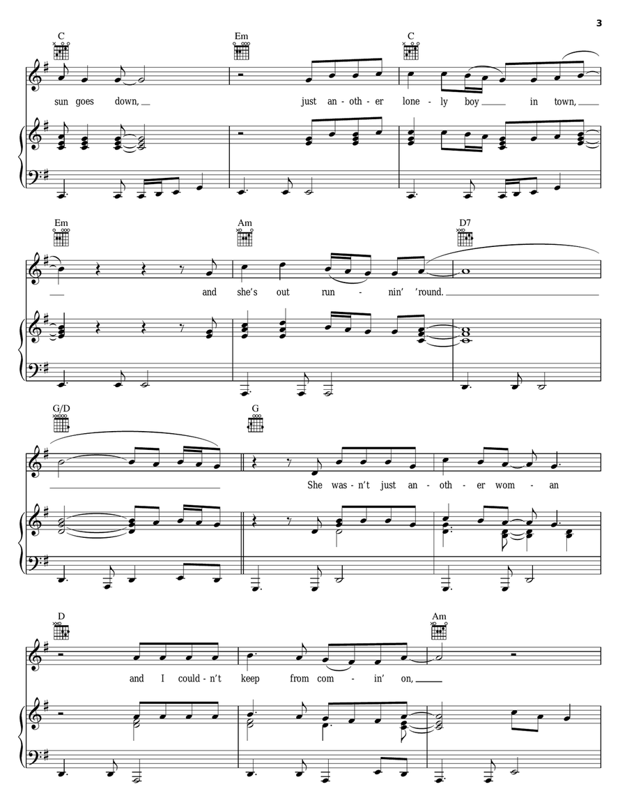Tequila Sunrise Piano, Vocal, Guitar scores gallery preview page 3