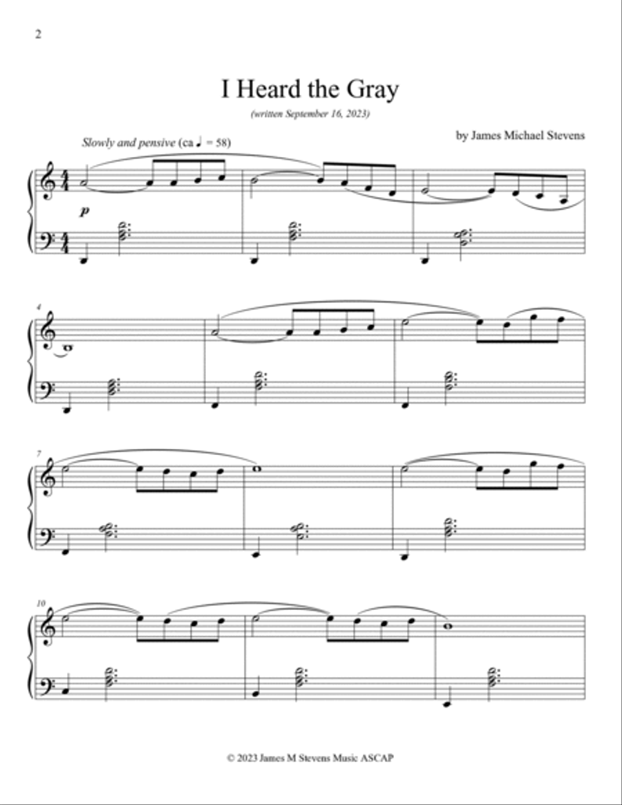 I Heard the Gray I Heard the Gray Piano Solo scores gallery preview page 2