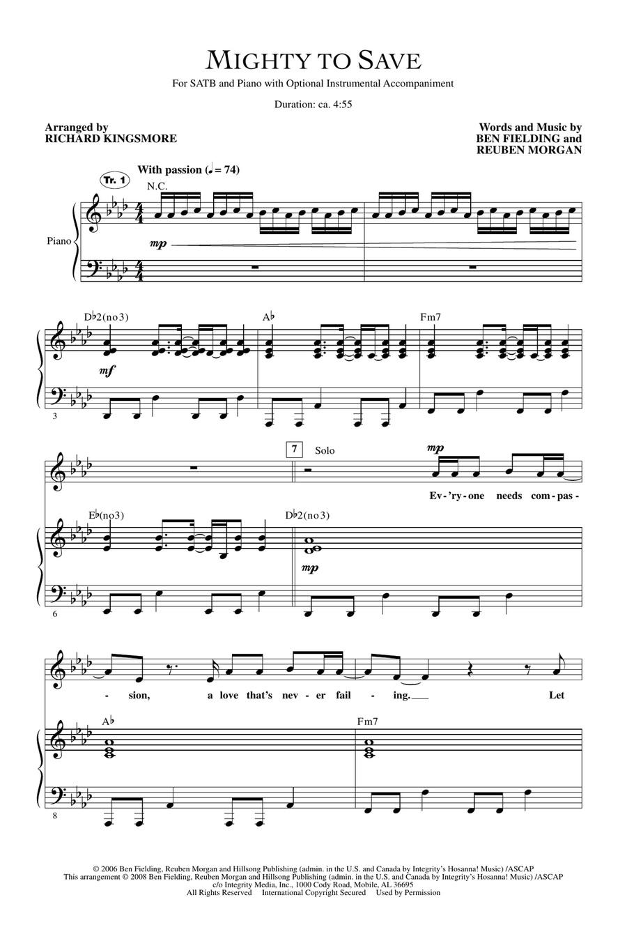 Mighty To Save Mighty To Save 4-Part scores gallery preview page 1