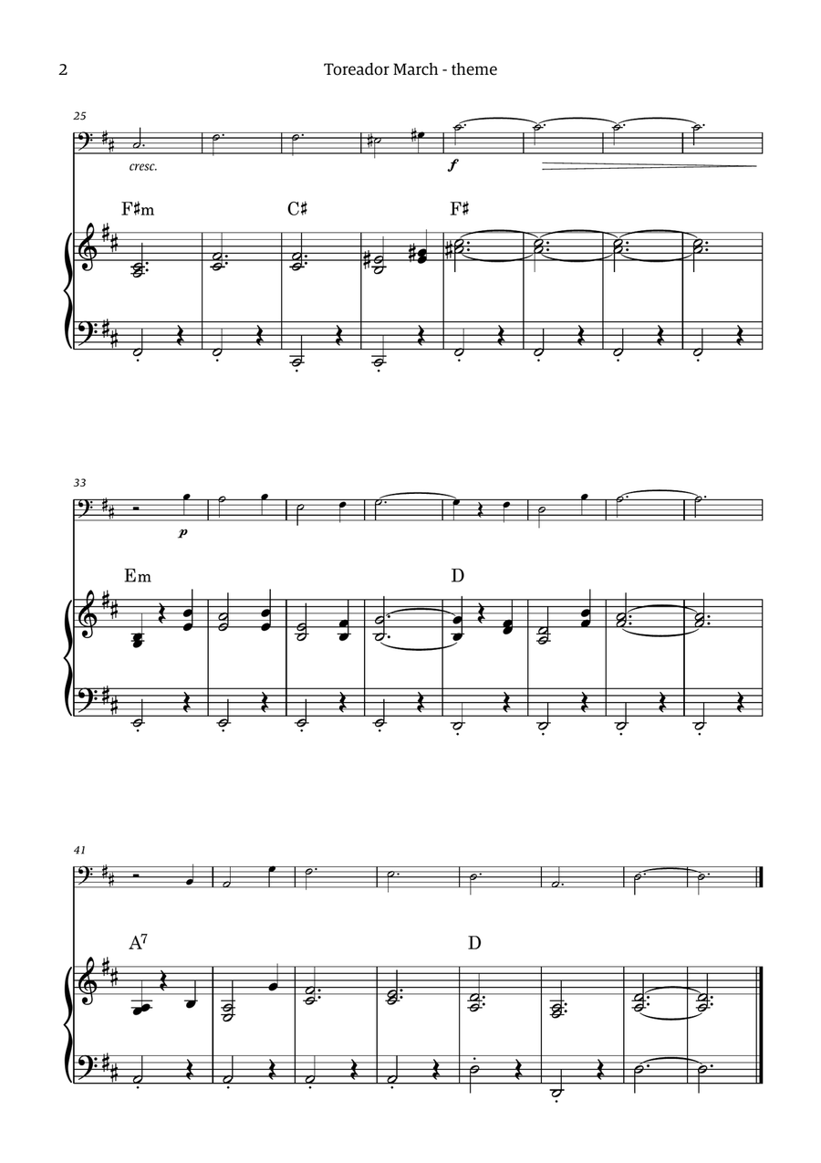 Toreador March (from the opera Carmen) - easy version Chamber Music scores gallery preview page 2
