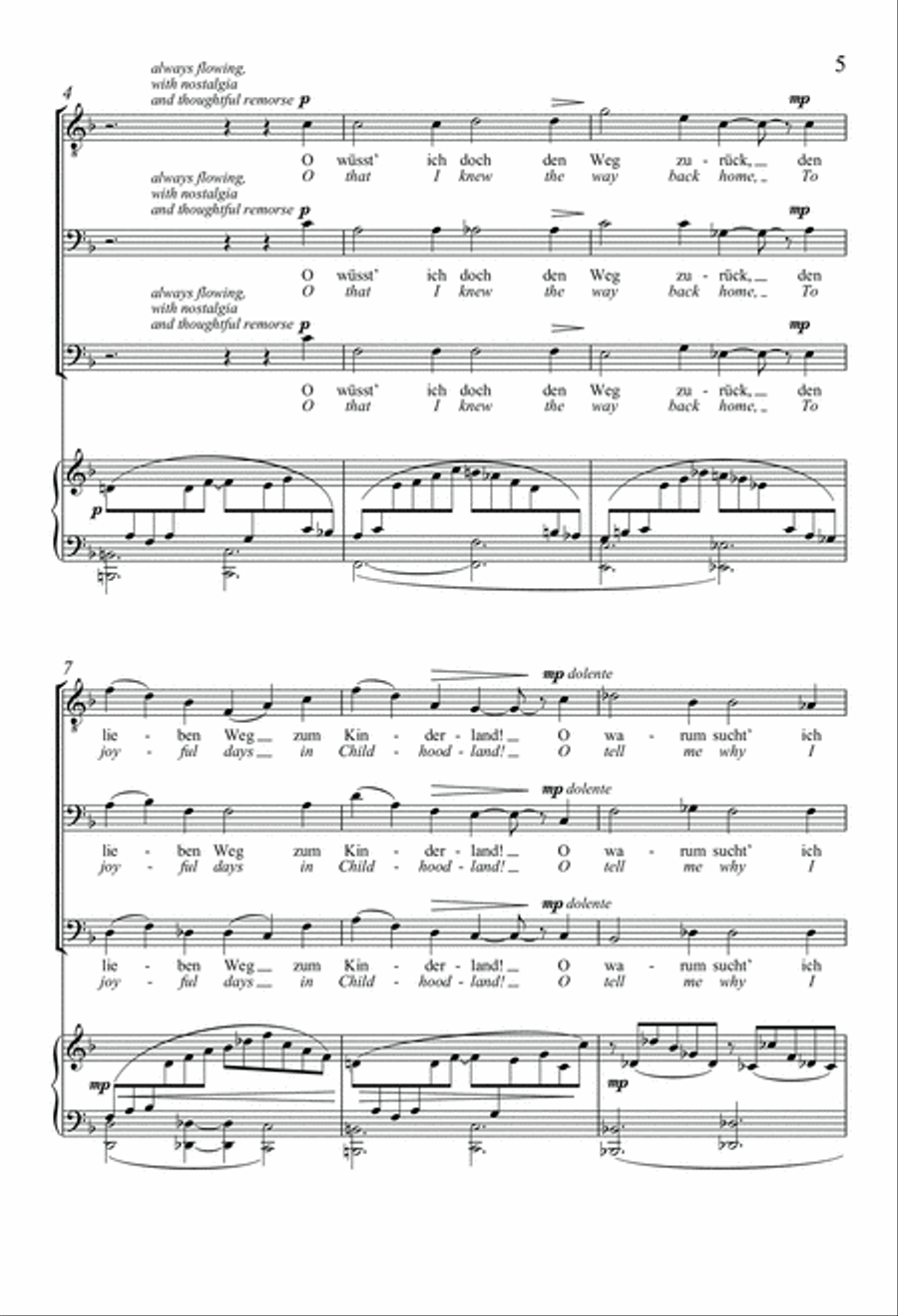 O wüsst’ ich doch den Weg zurück (O That I Knew the Way Back Home) 3-Part scores gallery preview page 4