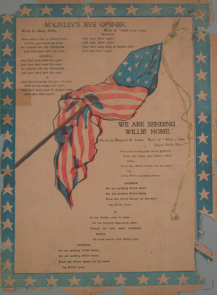 Book cover for (1) Vot Vos You Up To, Uncle Sam?; (2) The Flag. Anti-Imperial Song and Chorus.; (3) Bryan's March Song.