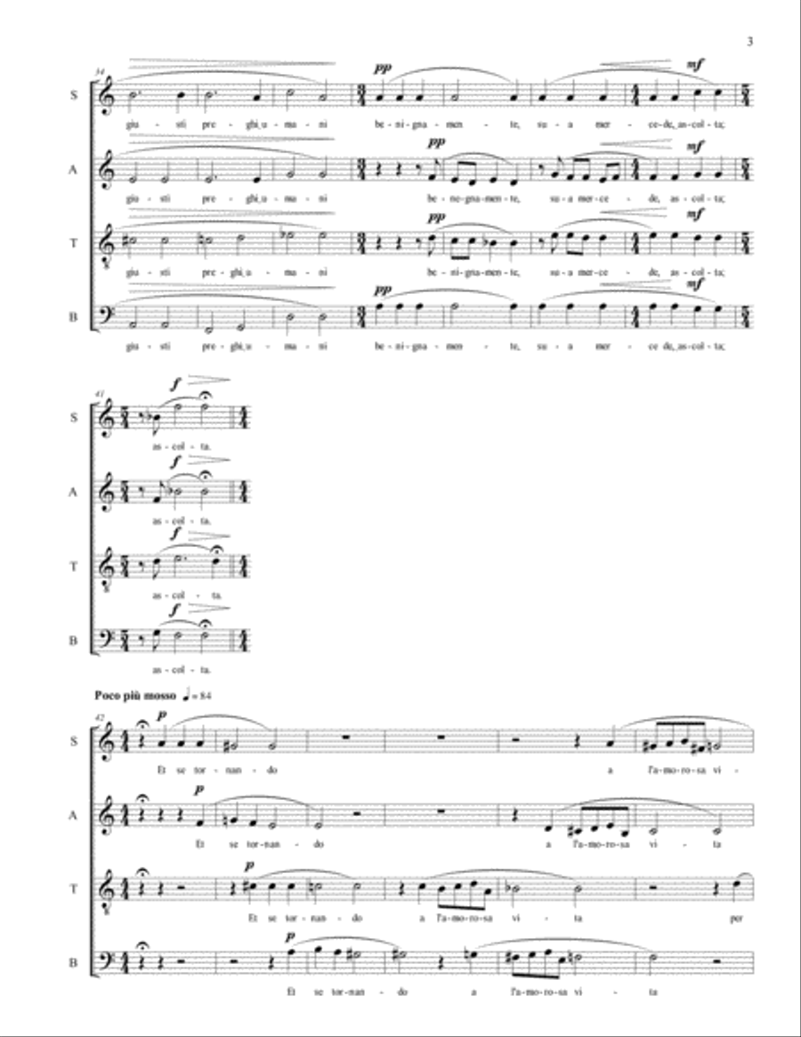 Amor Piangeva 4-Part scores gallery preview page 3