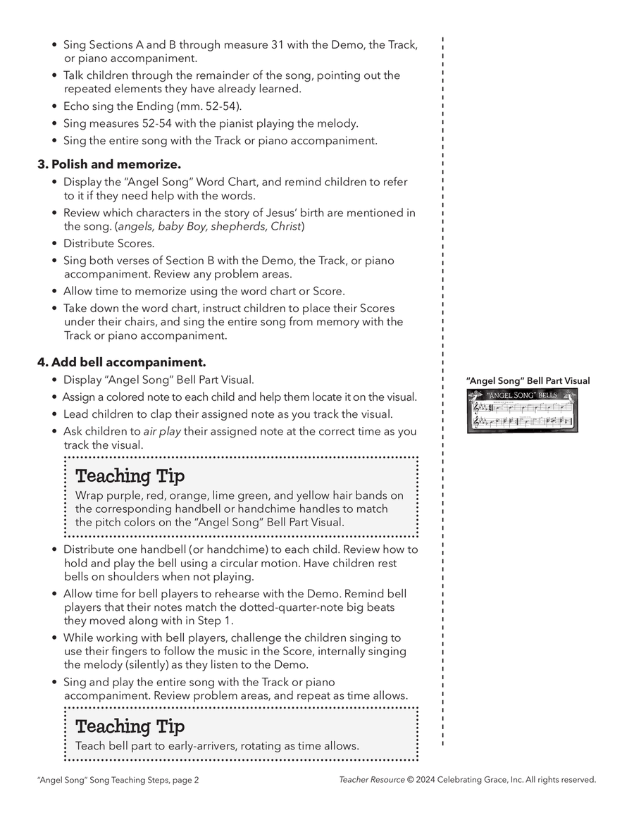 Angel Song Teacher Resource Unison Choir scores gallery preview page 2