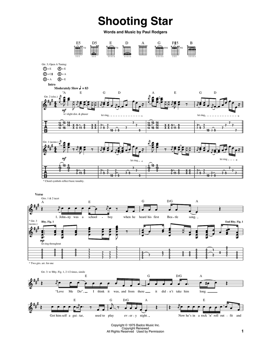 Shooting Star Acoustic Guitar scores gallery preview page 1