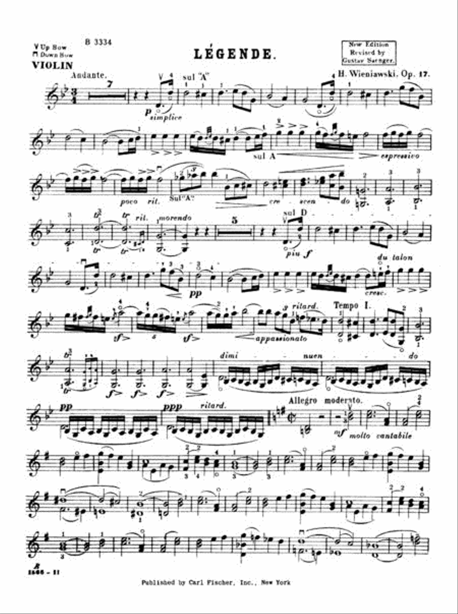 Legende, Op. 17 Violin Solo scores gallery preview page 3