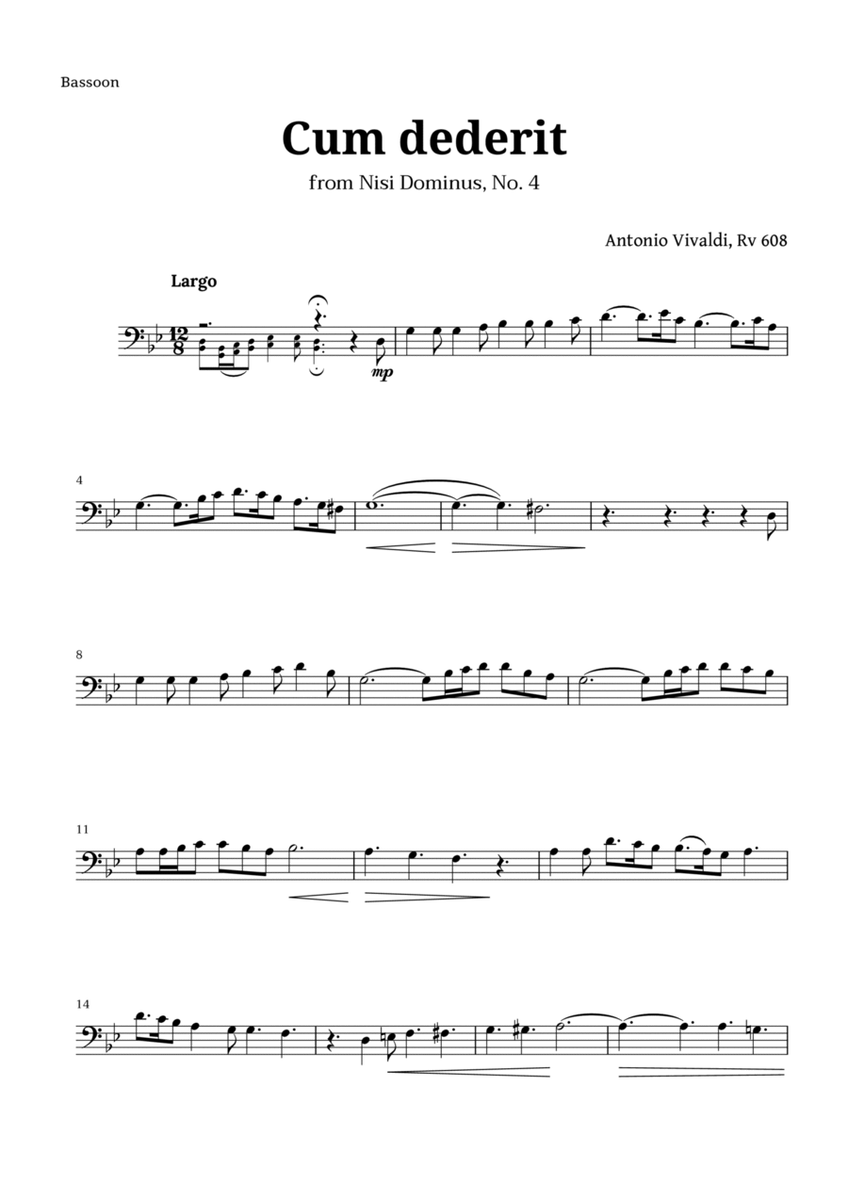 Cum dederit of Vivaldi for Bassoon image number null