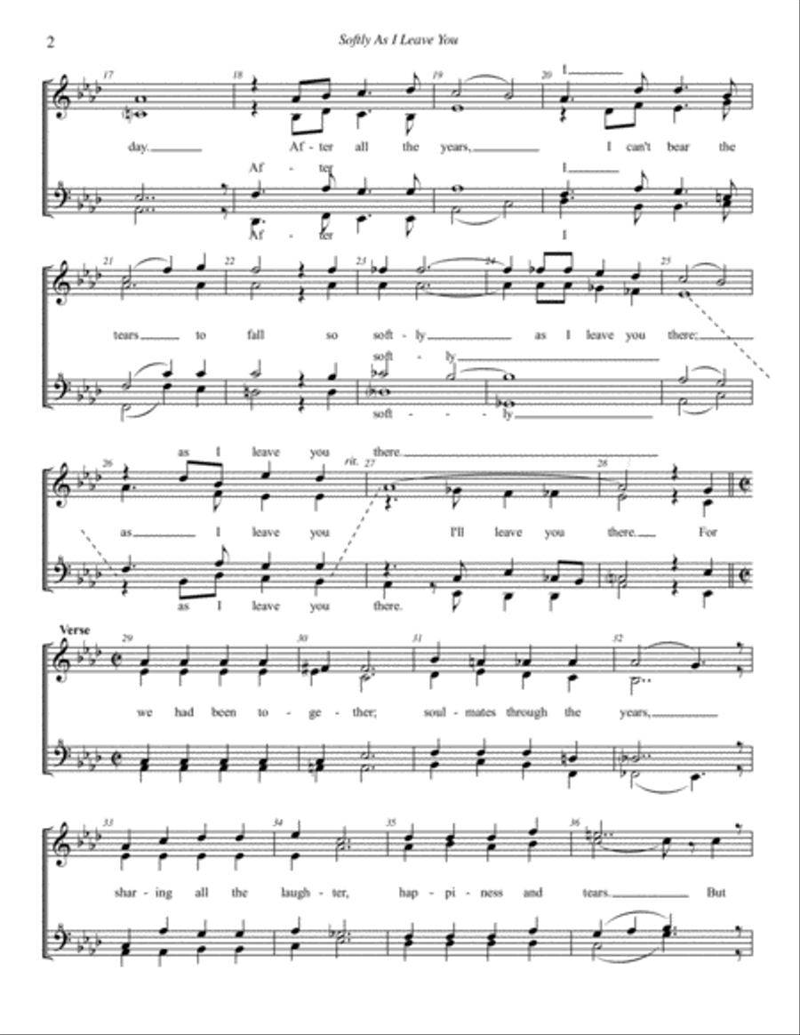 Softly As I Leave You Softly As I Leave You SSAA scores gallery preview page 2