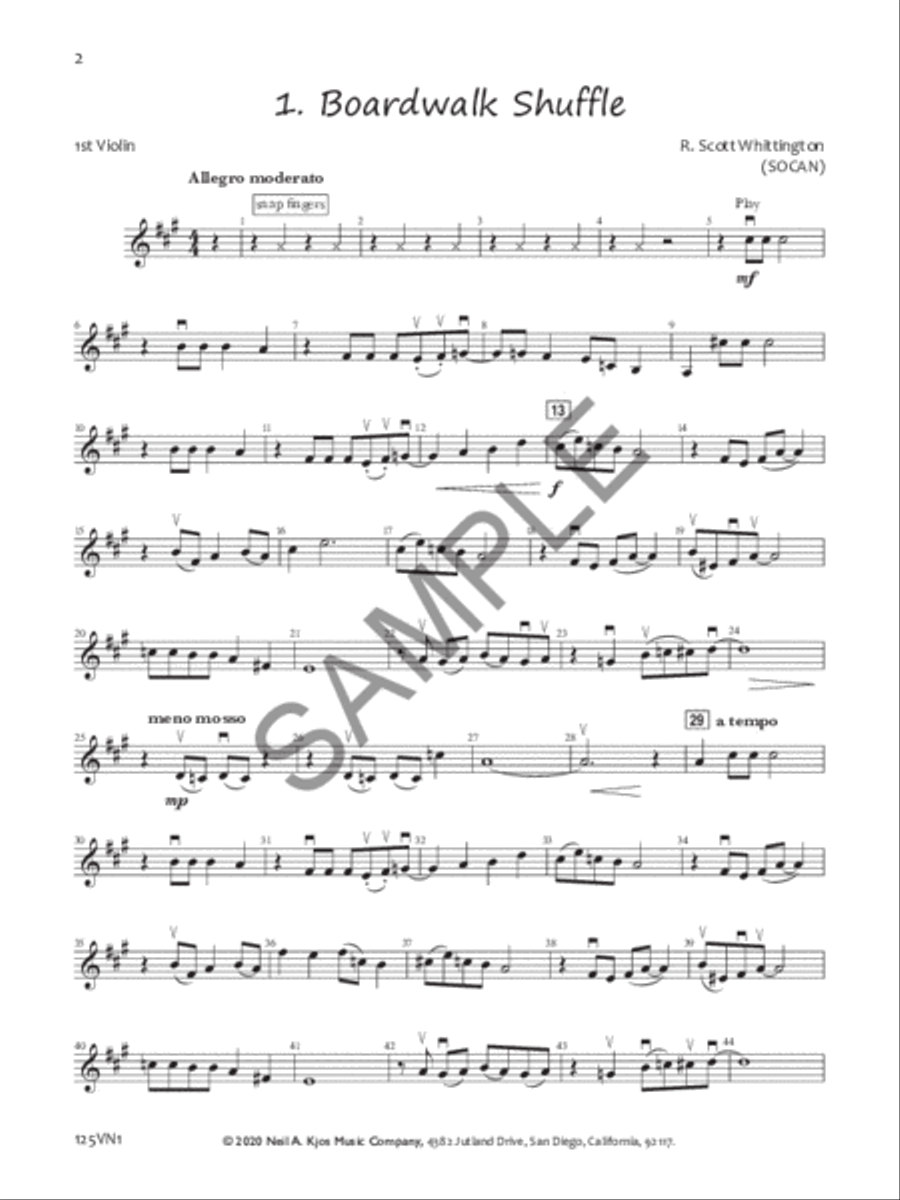 Cool, Hot, & Swingin' 7 Jazz-Flavored Sel - 1St Violin Chamber Orchestra scores gallery preview page 2