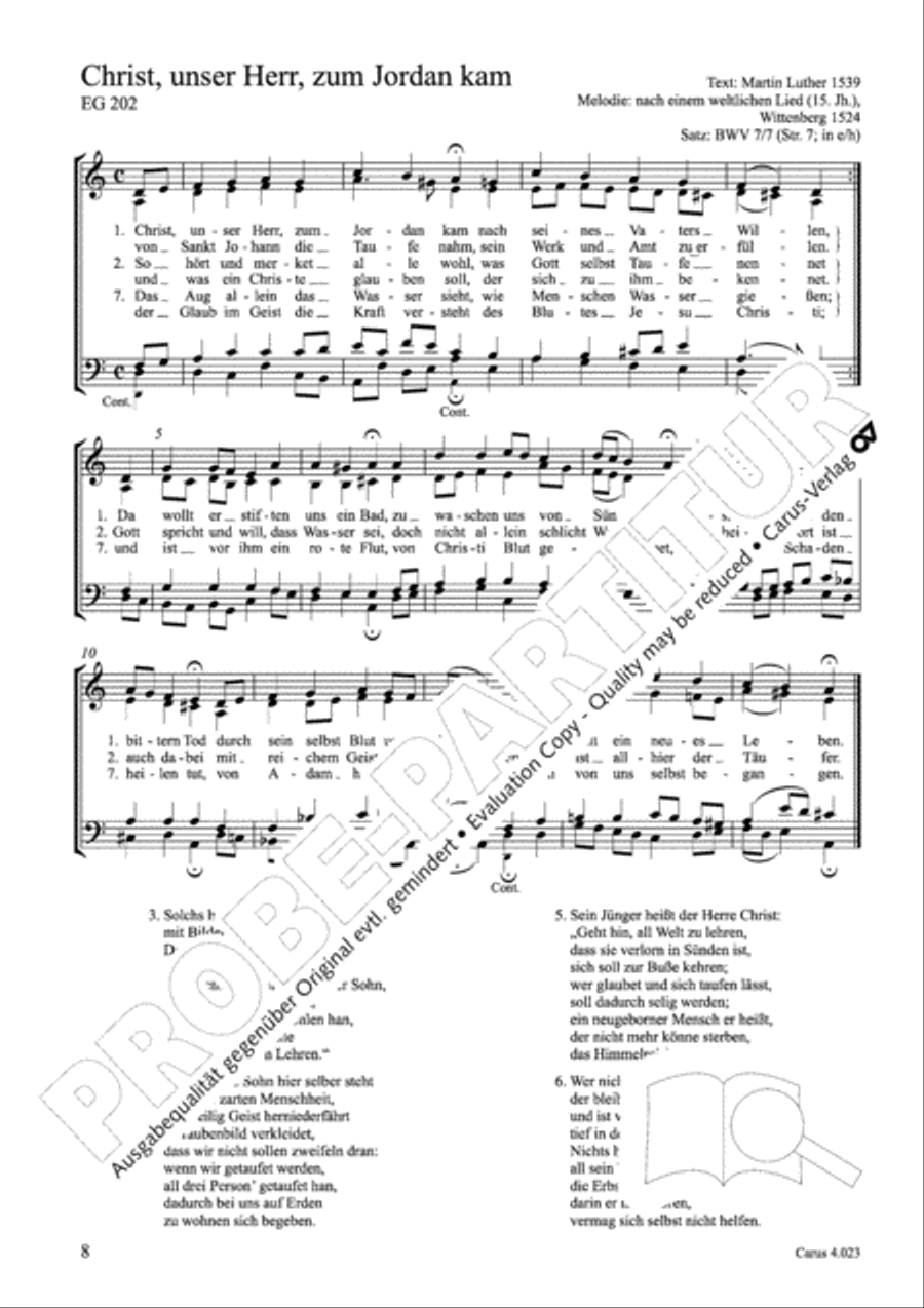 Luther Lieder in settings by J. S. Bach for mixed choir SATB 4-Part scores gallery preview page 9