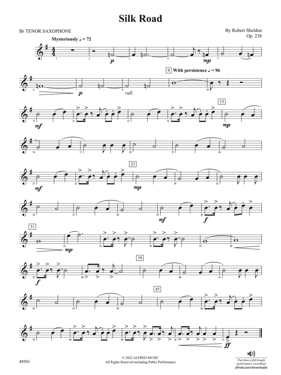 Silk Road: B-flat Tenor Saxophone Concert Band scores gallery preview page 1