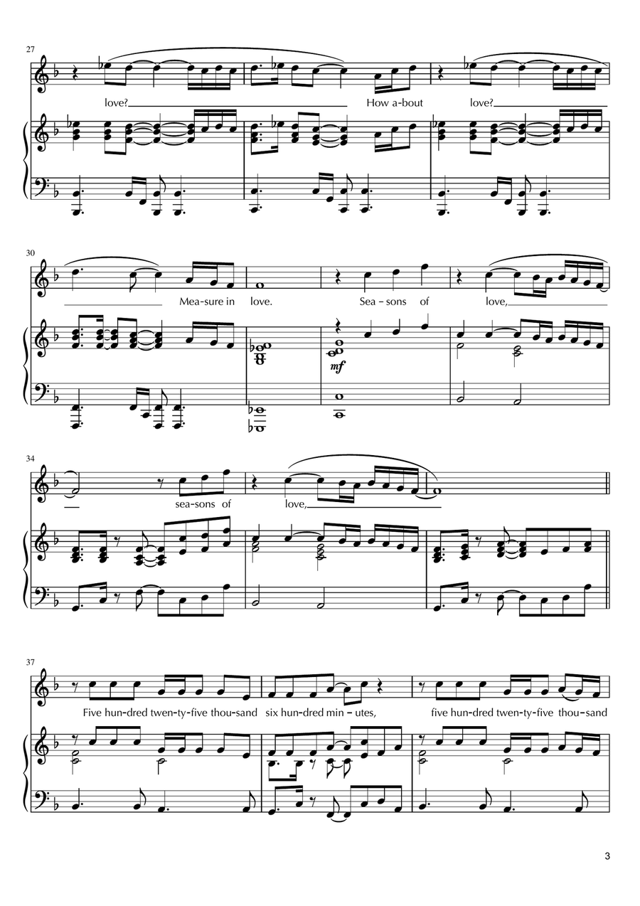 Seasons Of Love Voice scores gallery preview page 3