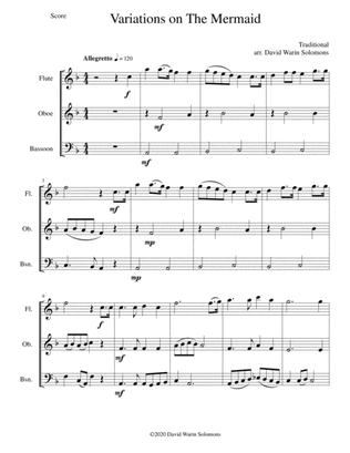 Variations on The Mermaid for wind trio (flute, oboe, bassoon)