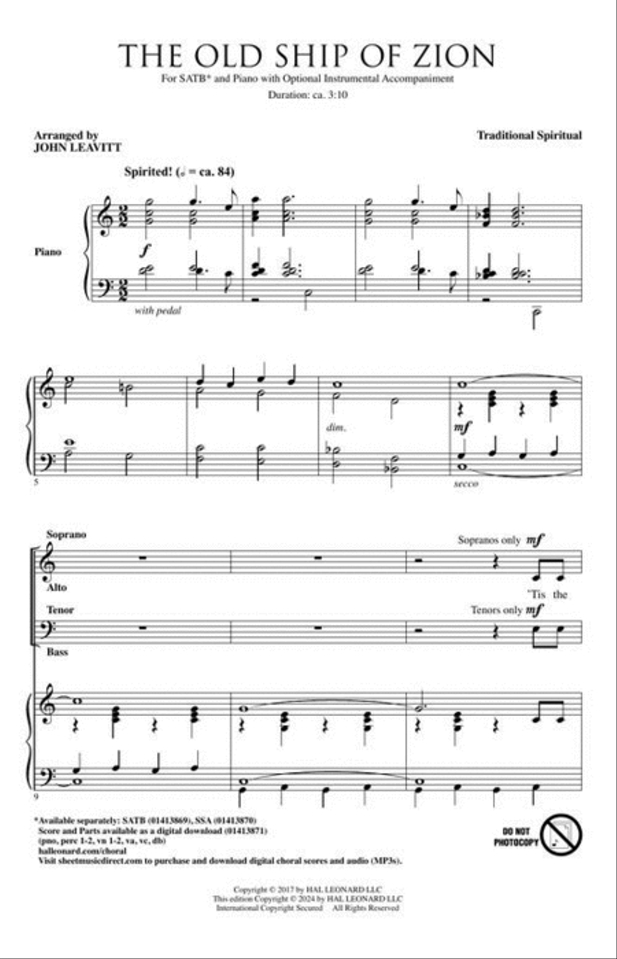The Old Ship of Zion 4-Part scores gallery preview page 3