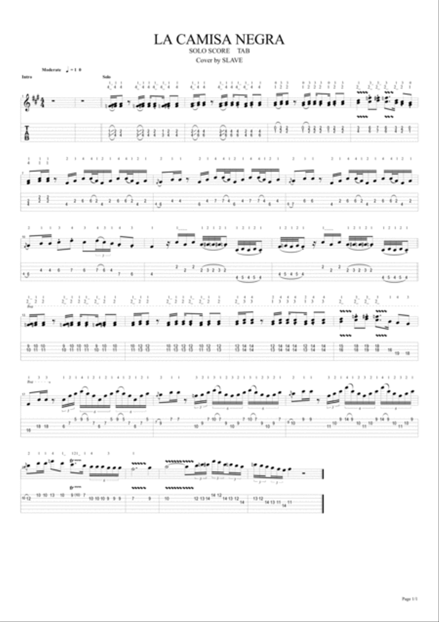 LA CAMISA NEGRA cover by Slave FULL SCORE BOOK + TAB - партитура/таблатура: Electric Guitar scores gallery preview page 2