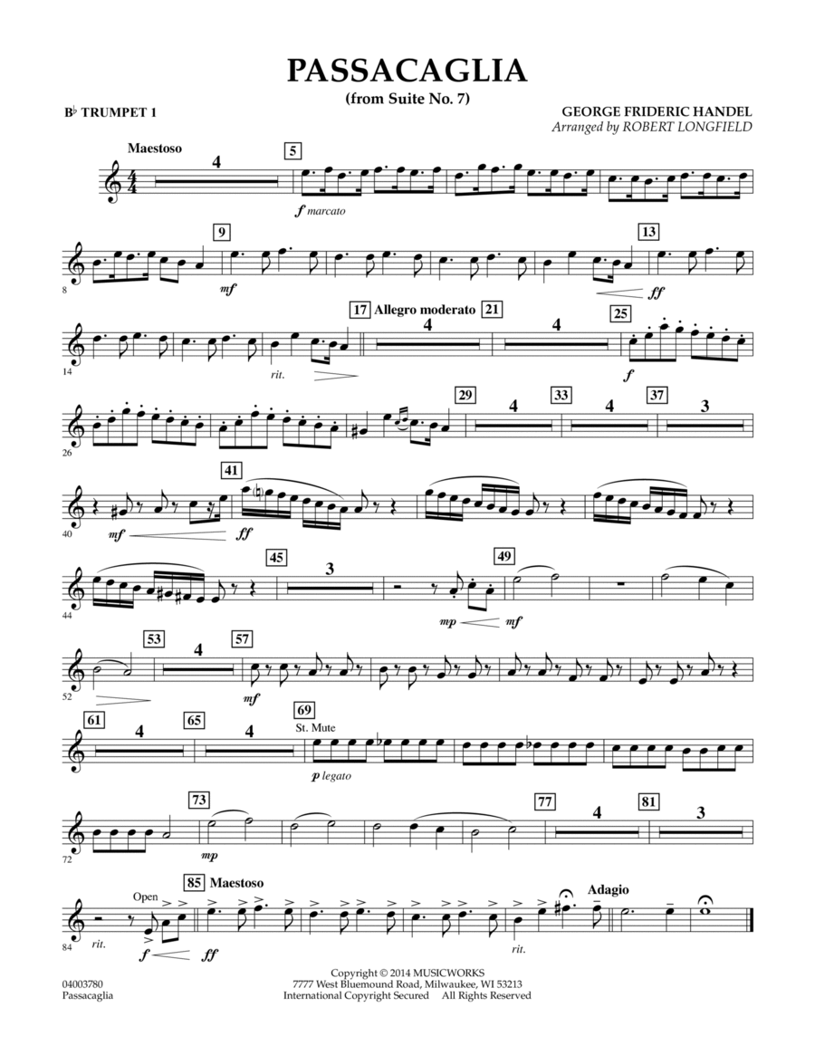 Passacaglia (from Suite No. 7) - Bb Trumpet 1