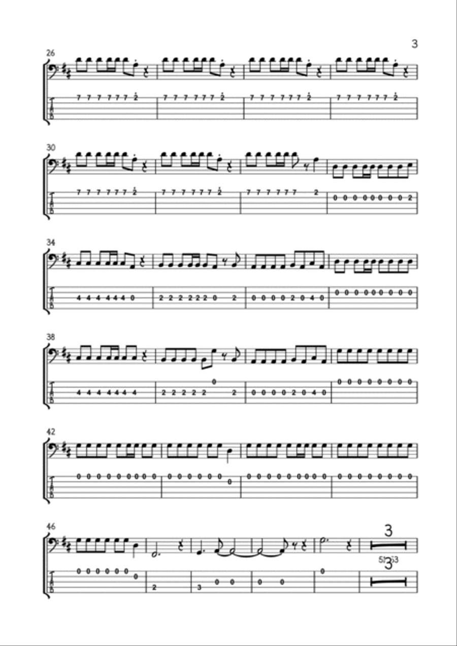 Under Pressure Bass Guitar scores gallery preview page 3