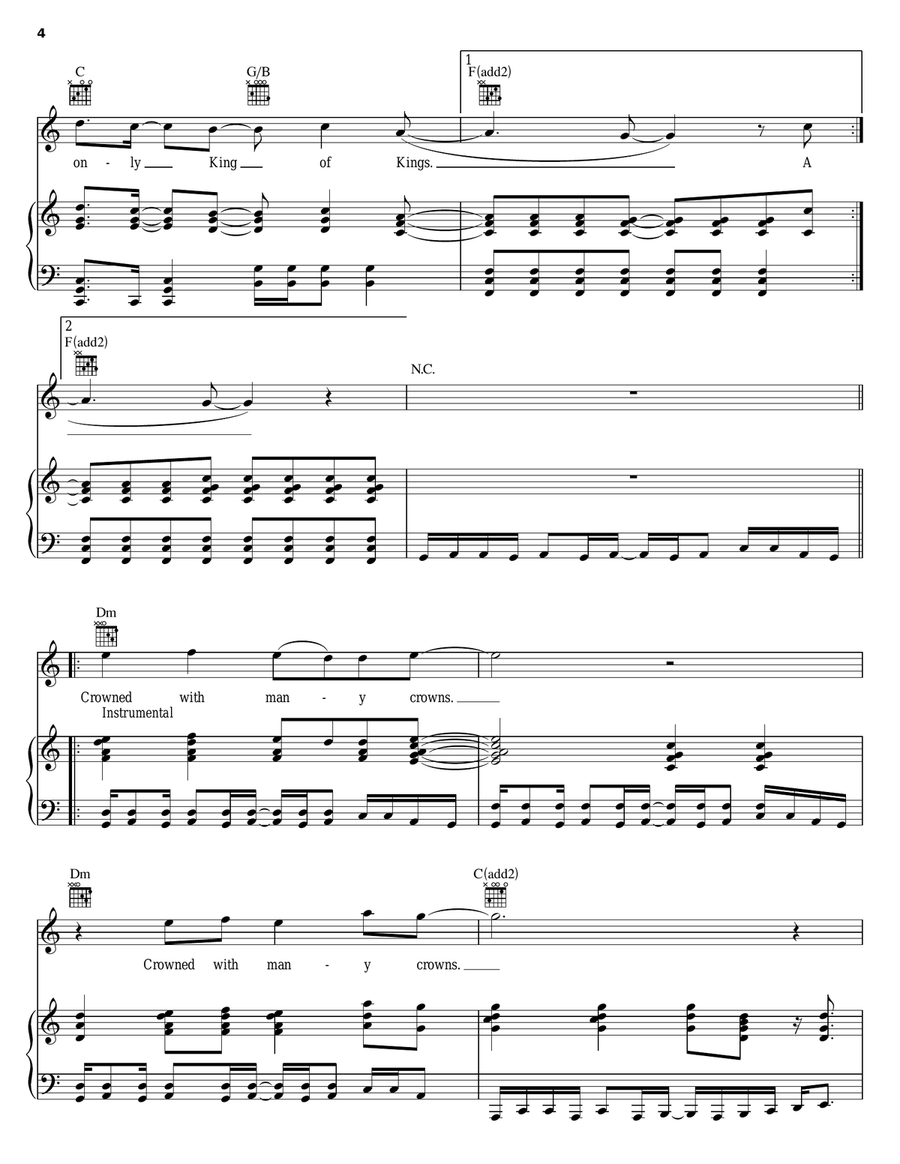 Many Crowns Many Crowns Piano, Vocal, Guitar scores gallery preview page 4
