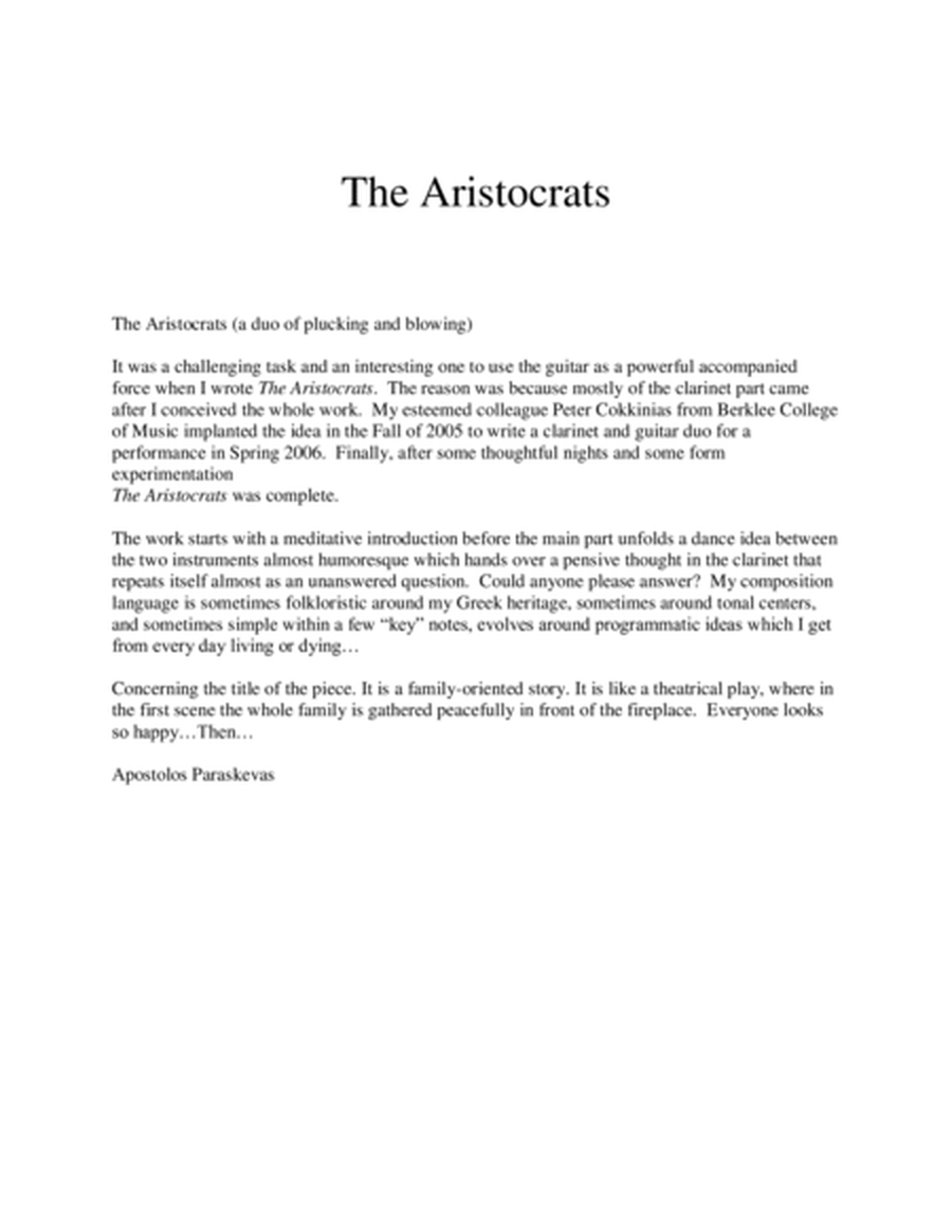 The Aristocrats, Classical Guitar, Clarinet/sax/Violin