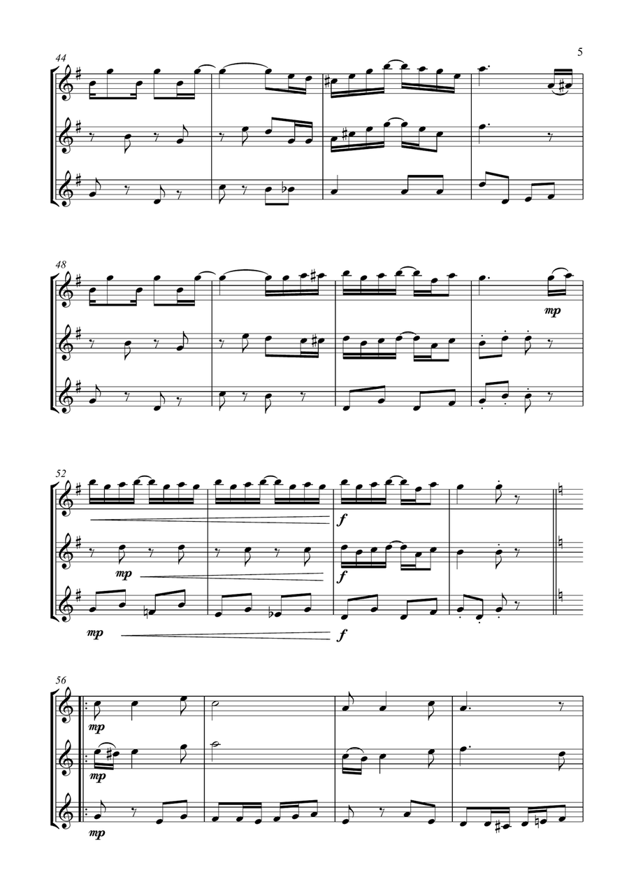 The Entertainer. For Flute Trio Flute Trio scores gallery preview page 5