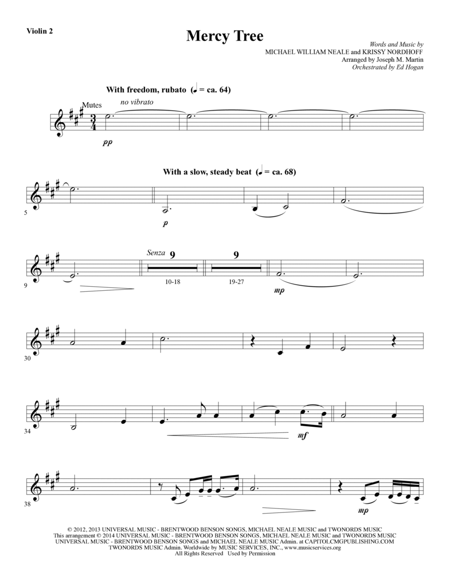 Mercy Tree - Violin 2 Choir scores gallery preview page 1